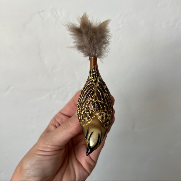 Old World Christmas Meadowlark bird Blown Glass Clip on Ornament feathers - Picture 6 of 16